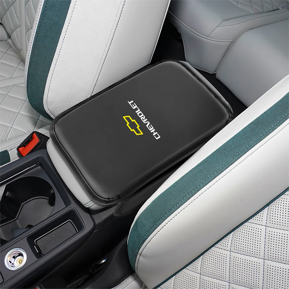 1pc PU Leather Car Armrest Cushion Center Console Storage Pocket Accessories For Chevrolet Cruze Captiva Trax Malibu Tahoe Spark