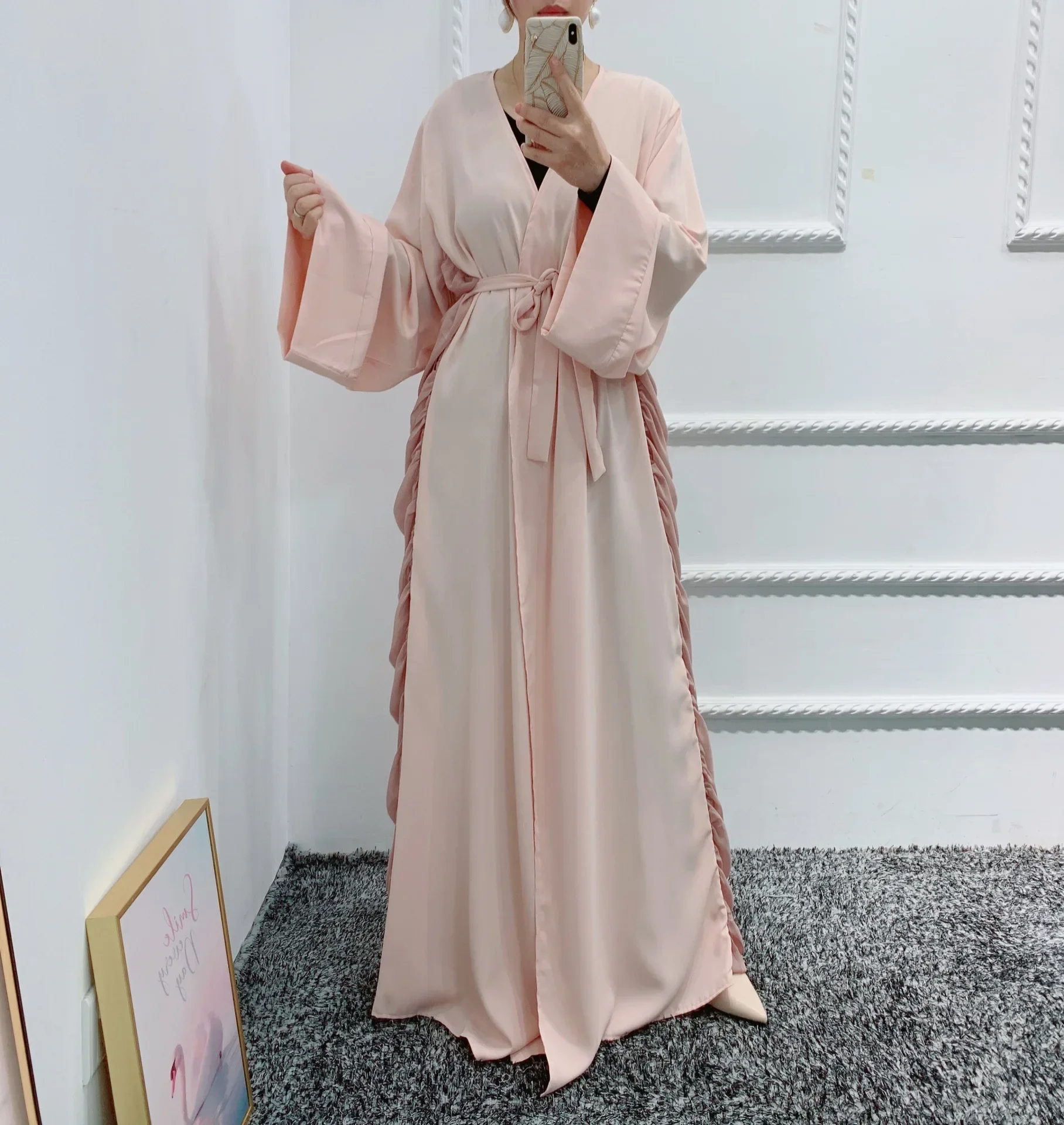 Ramadan Muslim Fashion Hijab Dress Open Abaya Dubai Nida Chiffon Abayas for Women Turkish Dresses Islam Clothing Moroccan Kaftan