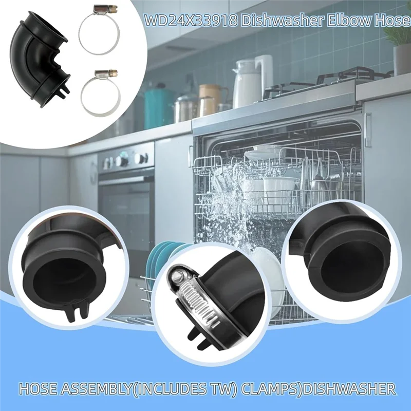 B64B-WD19X25700 Dishwasher Elbow Hose Dishwasher Circulation Pump To Sump Elbow Hose And Clamps Kit Dishwasher Replacement Hoses