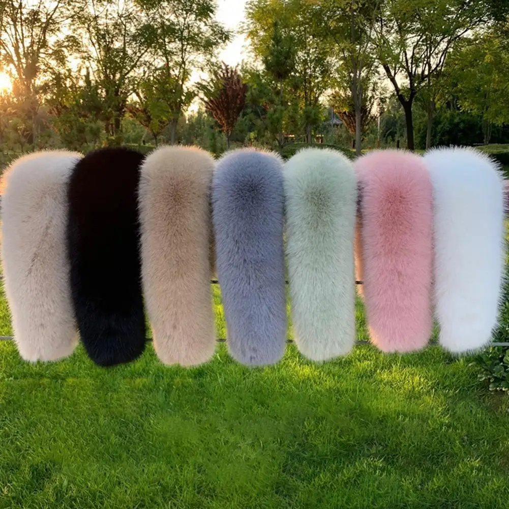 

Women Faux Fox Fur Collar Shawl Furry Fur Collar Scarves For Winter Coat Hood Warm Scarf Down Jacket Universal Hat Fake Col H2Z8