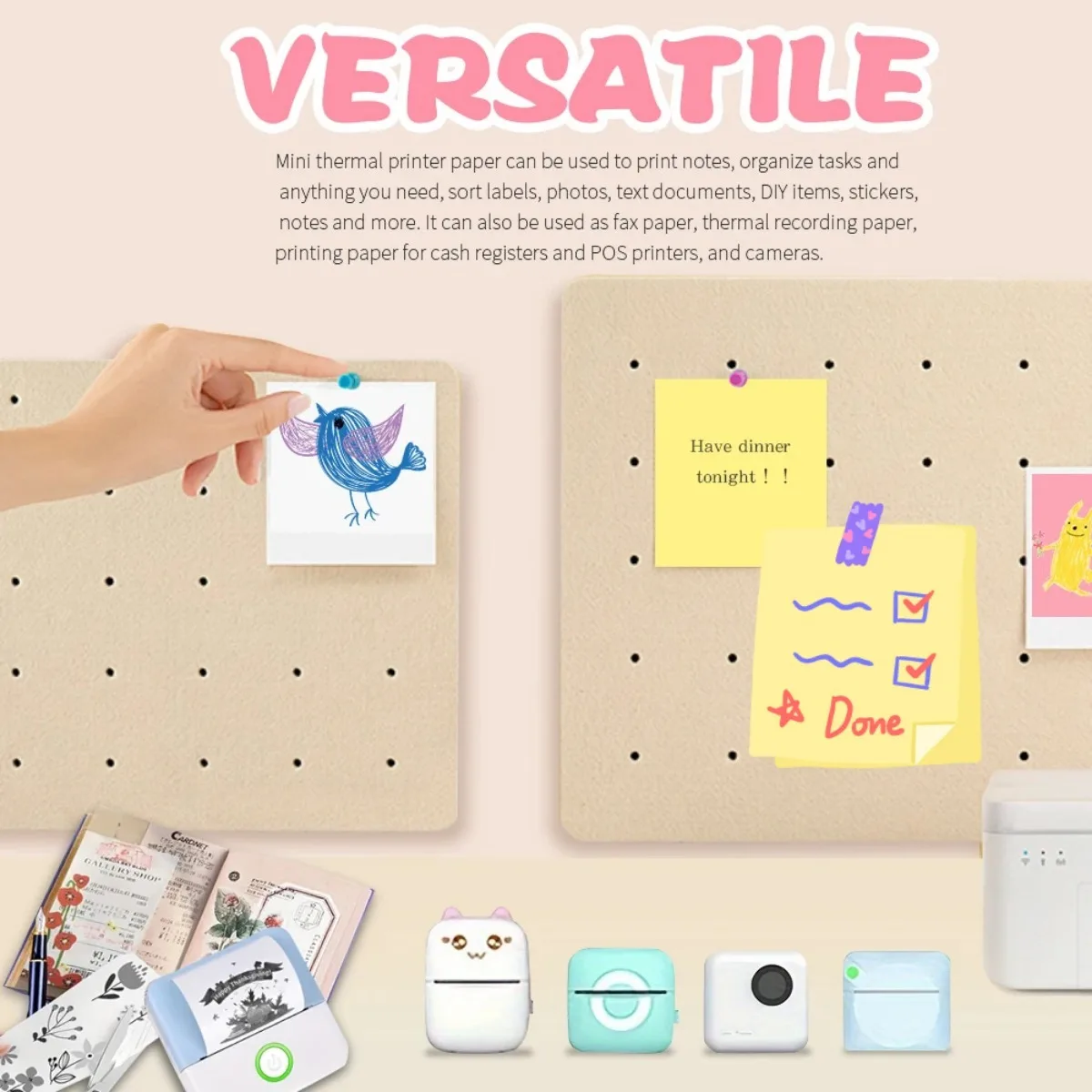 57x25mm Multi-Color Self-Adhesive Thermal Paper - BPA-Free for Scrapbooking/Diary/Office, Phomemo/Portable Printers