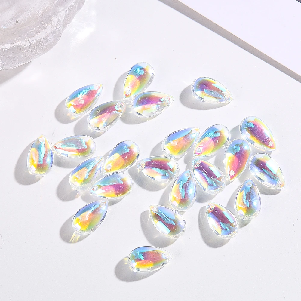 50PCS Water Drop Crystal Beads Pendant Suncatcher Chandelier Parts DIY Charms Bracelet Necklace Jewelry Making Accessories