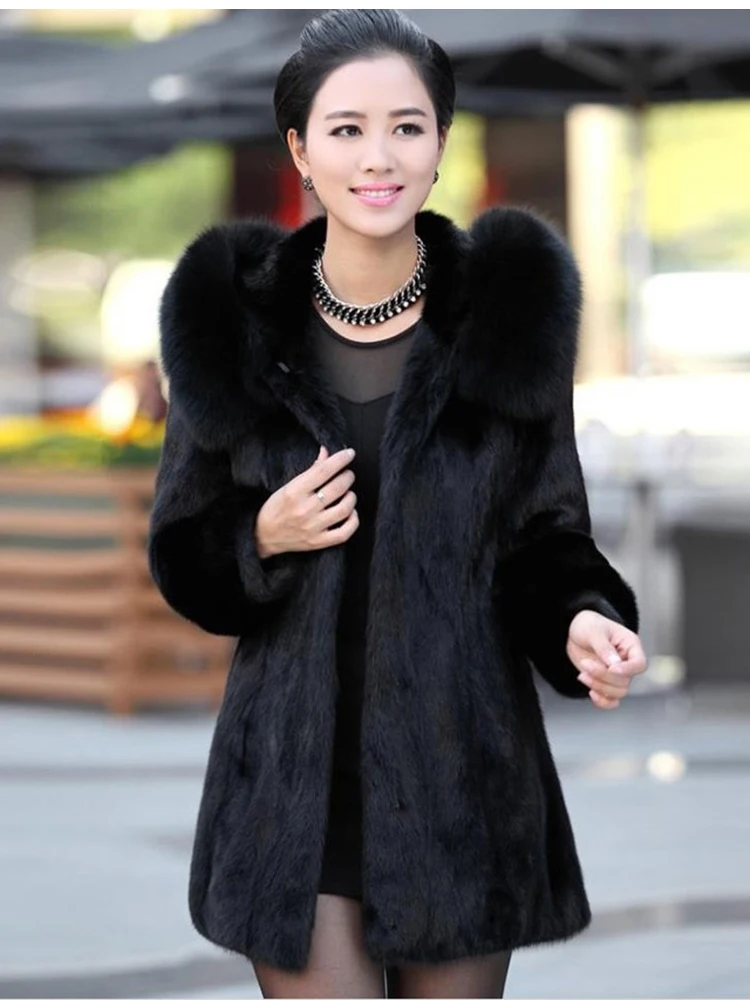 

ZADORIN 4XL Women Winter Coat Fashion Casual Warm FAUX Fur Coat Hooded High Quality Ladies Fur Jackets Black Overcoat