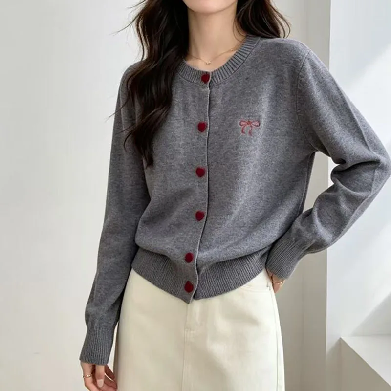 Korean Heart Embroidered Cardigan