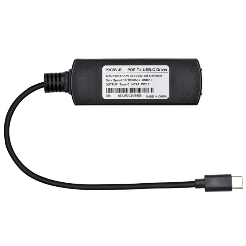 y51a poe to USB C 컨버터 POE 타입 C 드라이버 5V 출력 10/100Mbps 이더넷 어댑터 모바일 장치 광대역 전화 용.