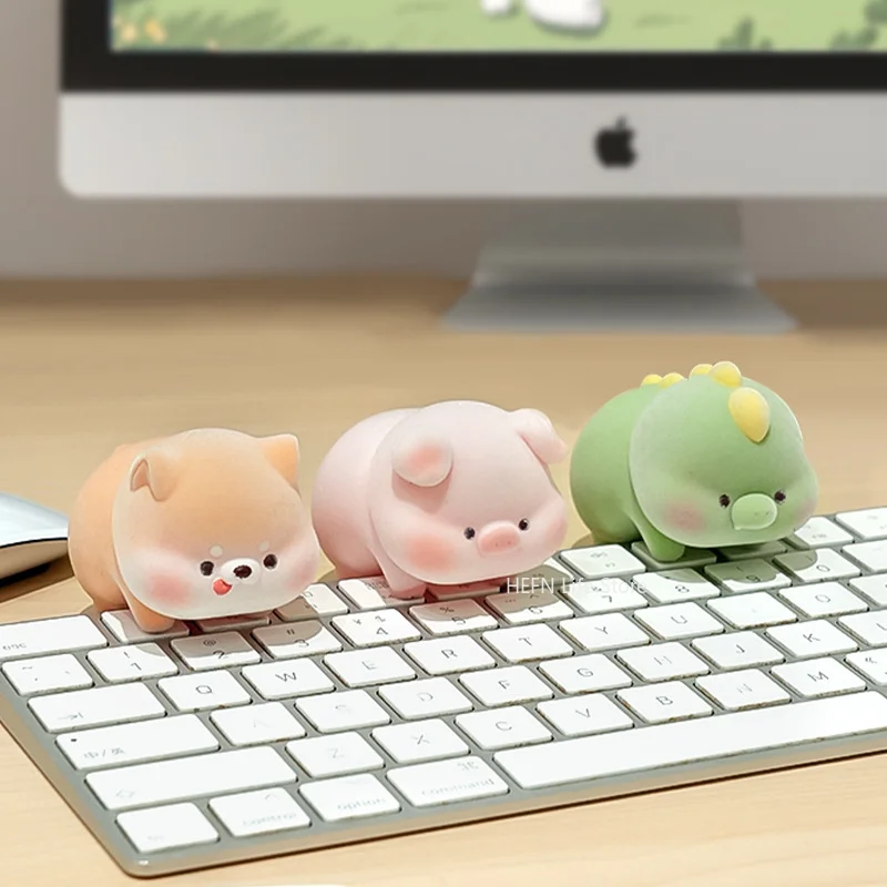 Computer Monitor Decoration Flocking Panda Dog Computer Display Screen Animal Model Desk Ornament Elephant Center Console Doll