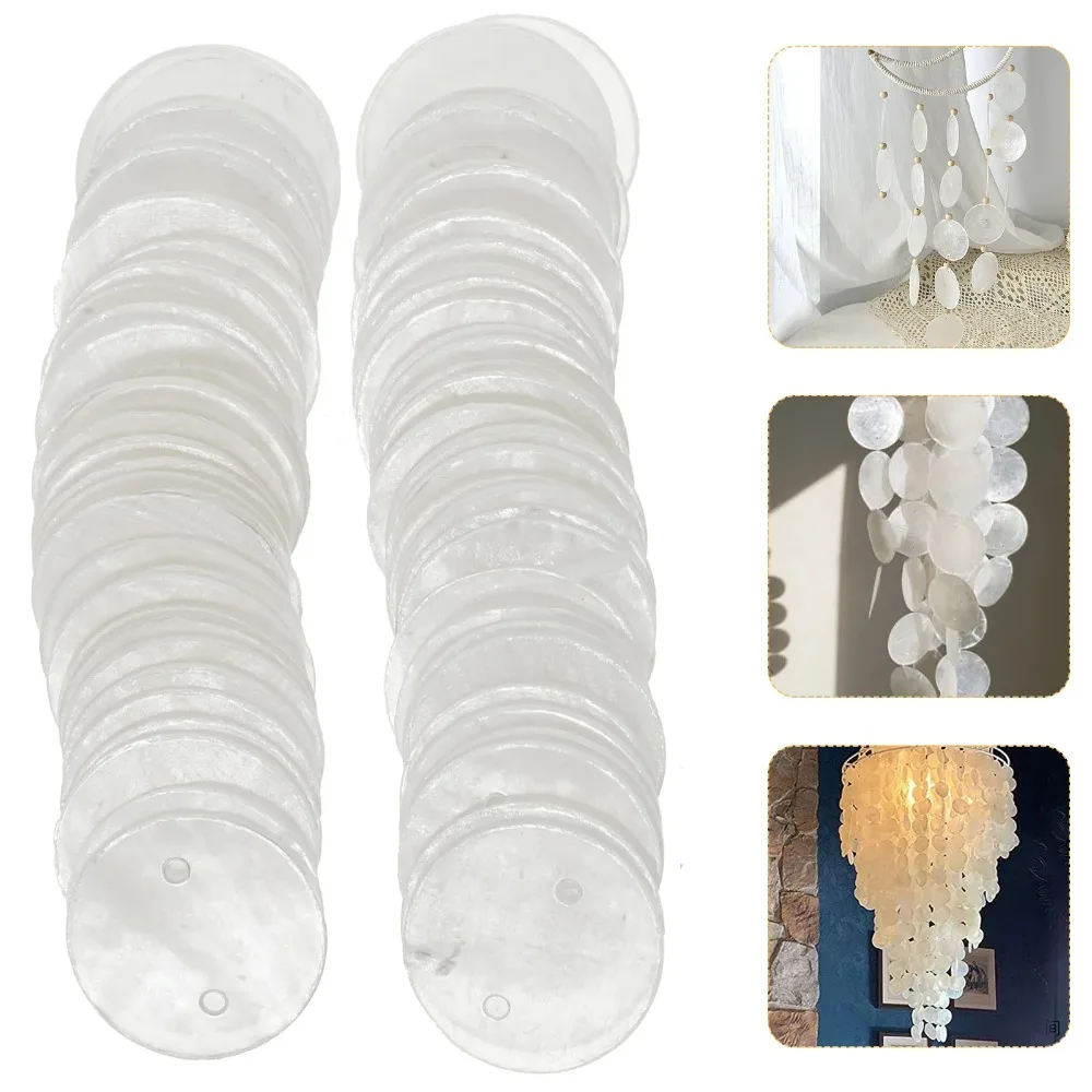 50mm/50pcs Natural Shells Round Slices Ornaments DIY Manual Material for Home Lamps Wind Chime Pendant Jewelry Accessories 6