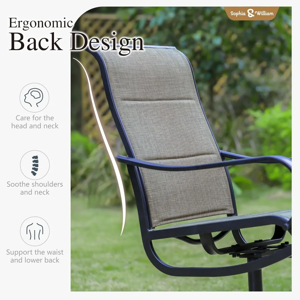 Patio Dining Set Pieces, Patio Dining Swivel Chairs Padded with 1 Umbrella Table, Outdoor Table and Chair for Lawn Garden 5