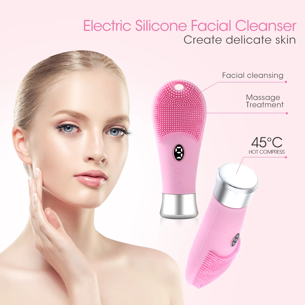 Electric Silicone Facial Cleanser Face Washing Brush High Frequency Vibration Deep Cleansing