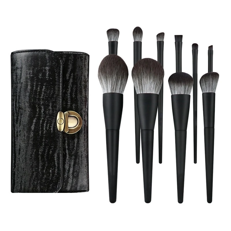 

10Pcs Black Soft Hair Makeup Brush Set Full Set Imitation Animal Hair Eye Shadow Powder Brush Foundation Powder Blush