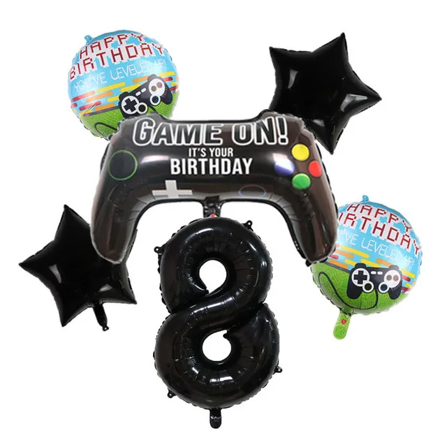 Videospiel Geburtstagsdekorationen Luftballons Gamepad Thema Party Junge Hintergrund Teller Tassen Geschenktüten Tortenständer Stressabbauendes Spielzeug – Detail 33