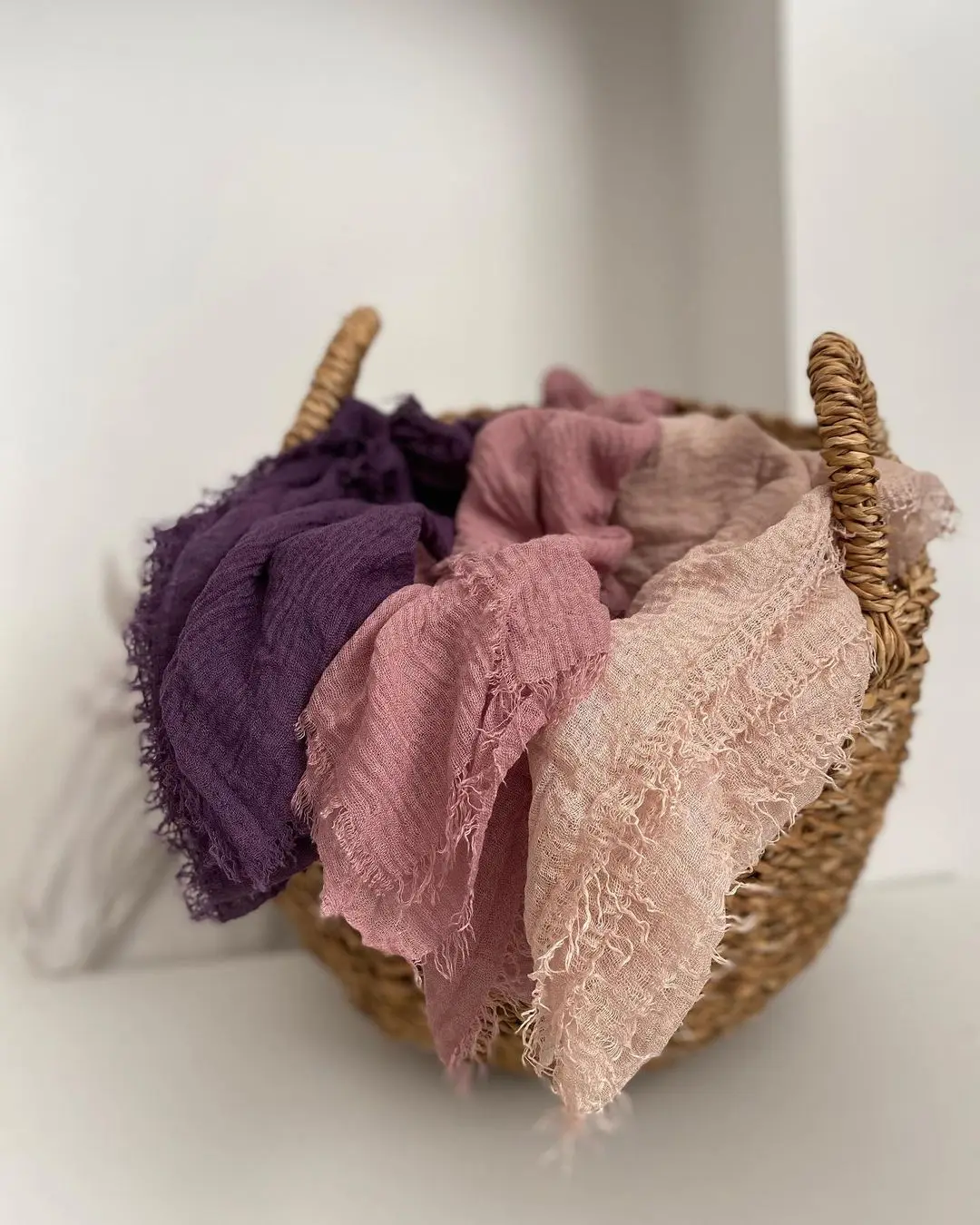 Crinkle Cotton Hijab Scarf Women Turban Muslim Shawl Plain Bandana Breathable