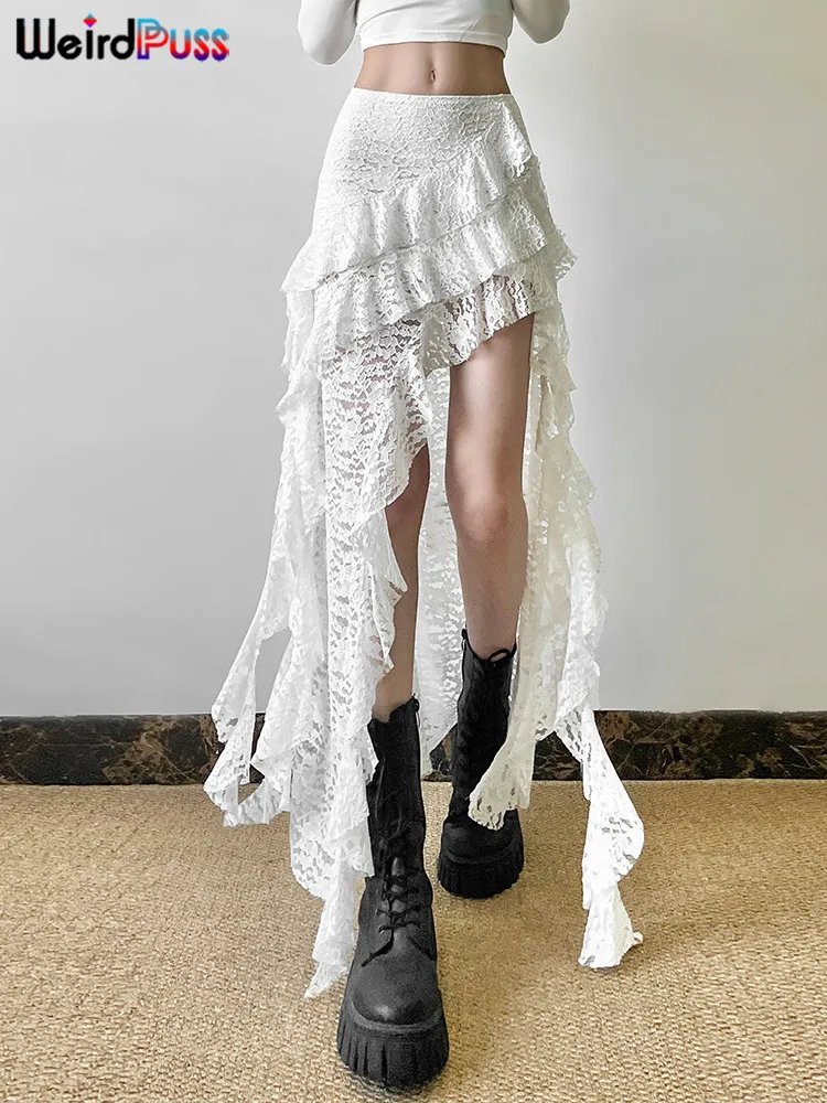 perverze check lace jagged-hem skirt ランキング2024 AUTUMN