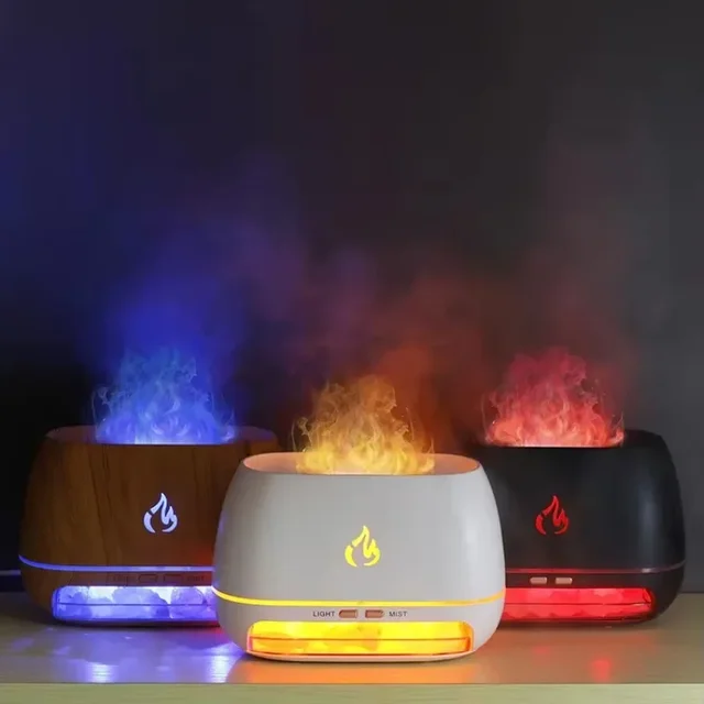Air Humidifier 3D Flame Rainbow Dreamy Night Light Aromatherapy Essential Oil Diffuser Air Freshener Home Office 2