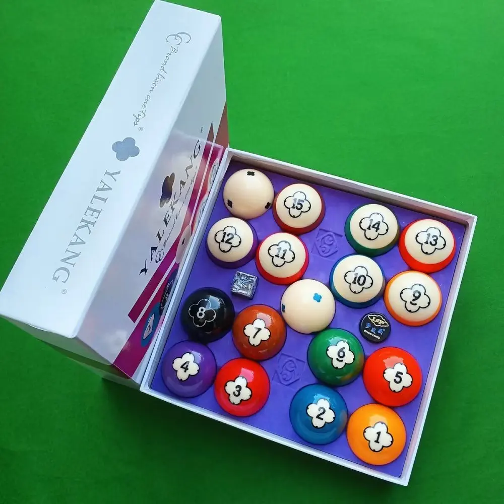 YALEKANG Premium Blossom Phenolic Resin Billiards Pool 17 Balls 2-1/4" Set