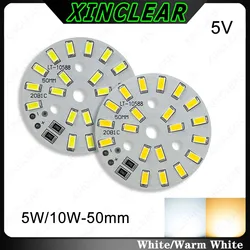 10pcs High Bright 5W 10W LED Light Board Warm White 5V No Need Drive Dia 50mm SMD 2835 5730 Chips For DIY Downlight Spotlight