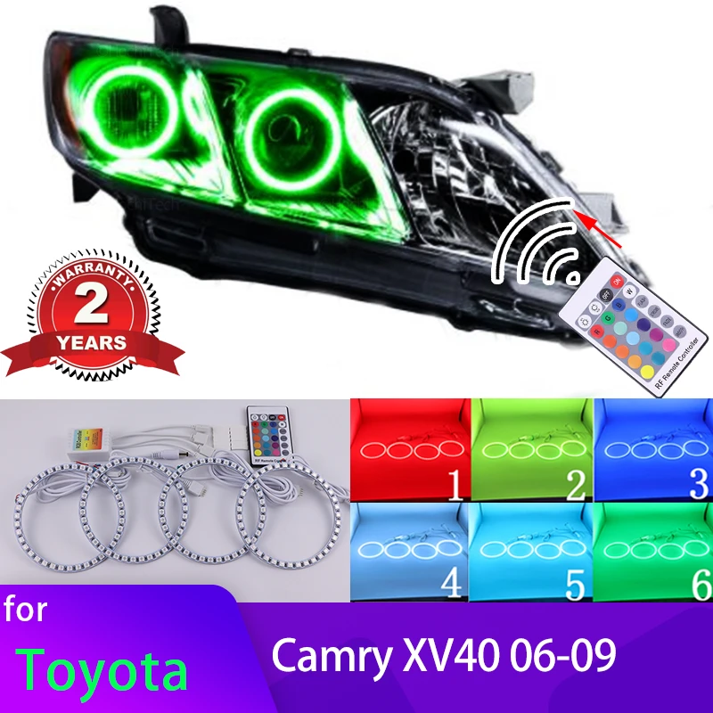 

RGB multi-color RF Remote Control Halo Rings DRL LED Angel Eyes Kit Retrofit For Toyota Camry XV40 Pre-facelift Altise 2006-2009