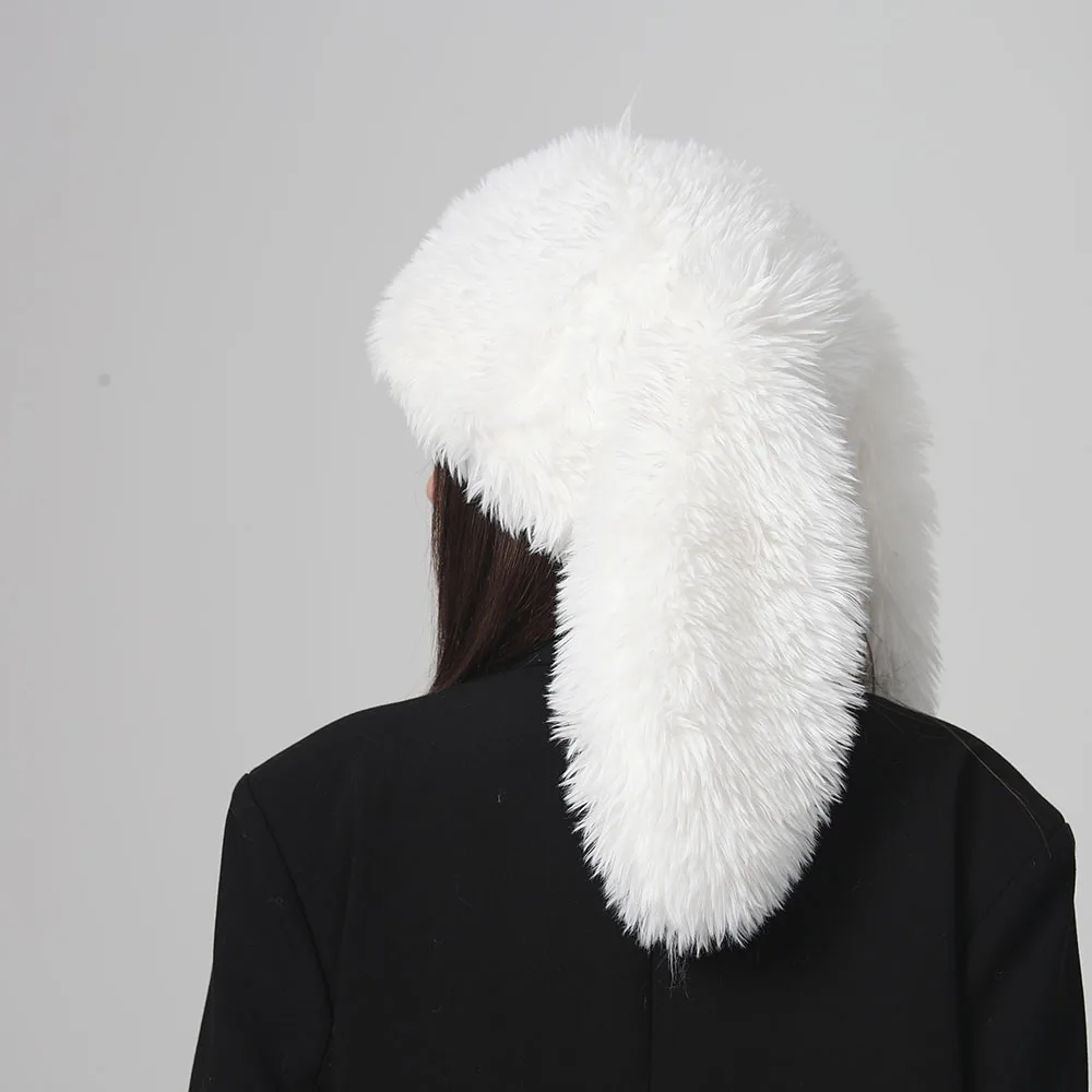 new Women's hat bomber ski mask winter hat balaclava mask y2k accessories skullies beanies faux fur Rabbit Ear Hat Halloween Hat 4