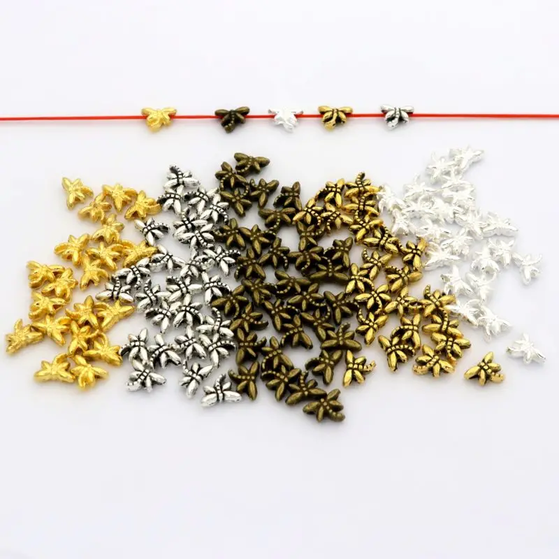 

Mix Tibetan Silver Gold Color Small Dragonfly Metal Spacer Loose Bead For Jewelry Making Diy Bracelet Accessories Wholesale
