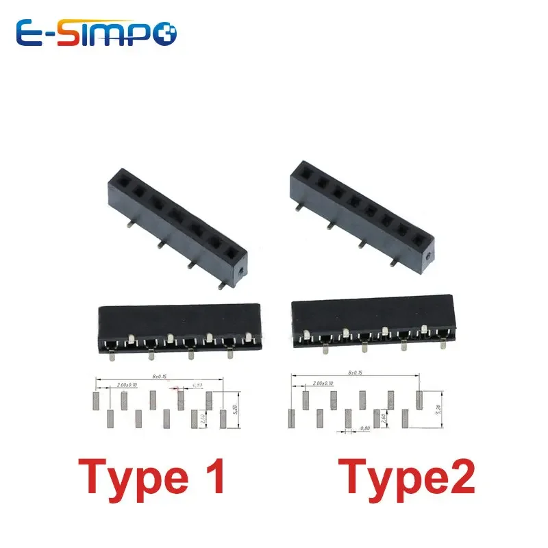 10 stücke 2,0mm Pitch SMD 1*3P4P5P6P8P10P12P20P 40Pin Gold-platte Rohs PCB SMT Männlichen PH4,3 T1 T2 weibliche Pin Header Buchse Stecker