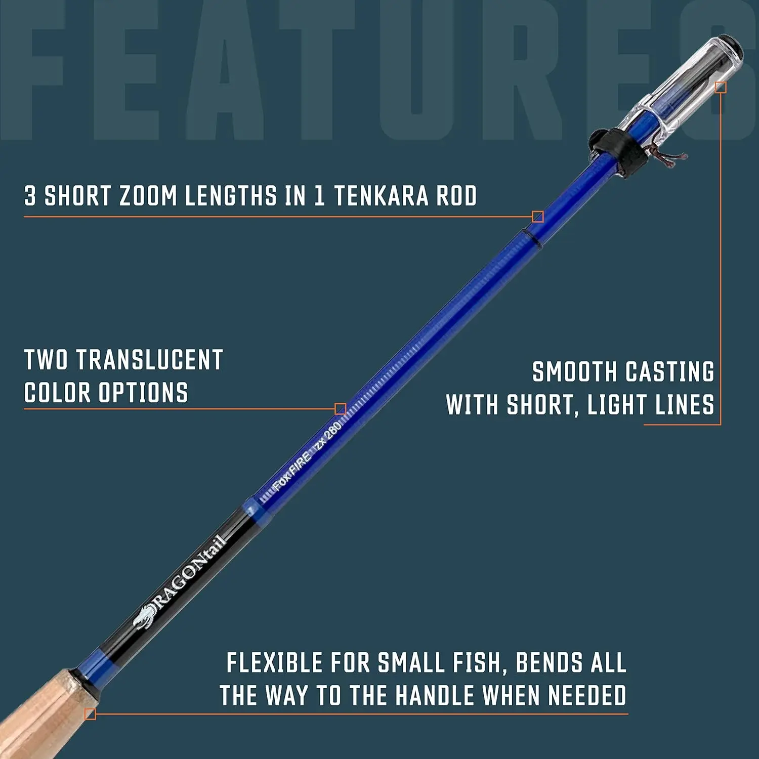 Foxfire zx280 Zoom Fiberglass-Hybrid Tenkara Rod