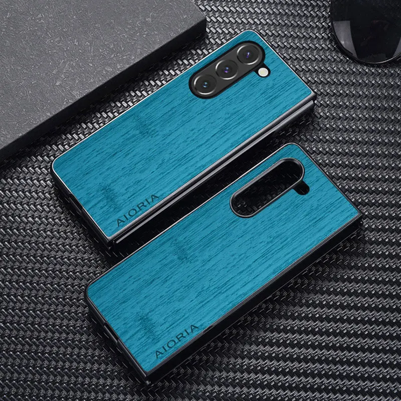 Luxury Bamboo Wood Pattern Leather Phone Case for Samsung Galaxy Z Fold6 5G