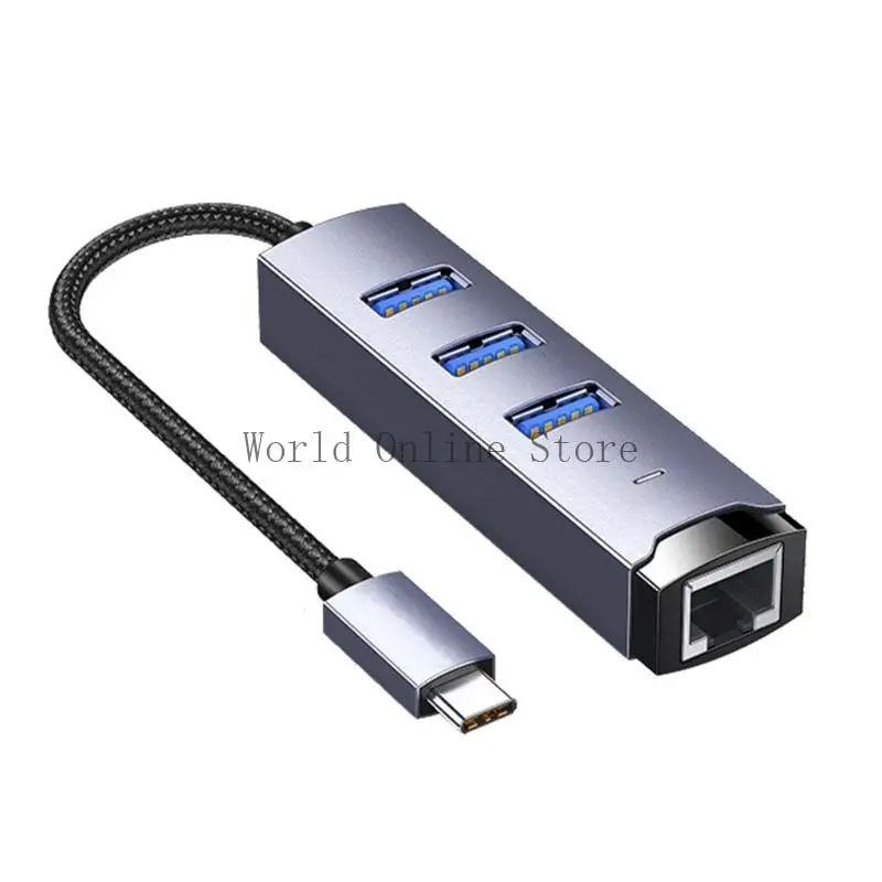 USB/유형 C 기가비트 RJ45 이더넷 어댑터 USB3.0 허브, 고속 데이터 전송을 위한 알루미늄 멀티포트 분배기 5Gbps 87HC
