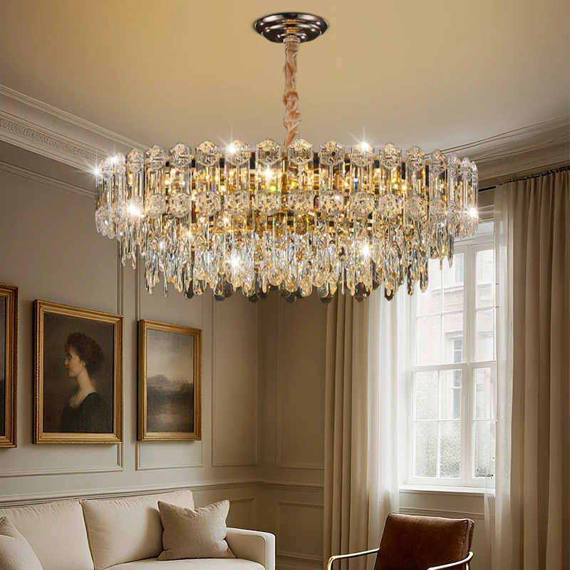 Modern Living Room High Ceiling Chandelier Crystal LED Chandelier Designer Nordic Dining Room Lamp Lighting 2