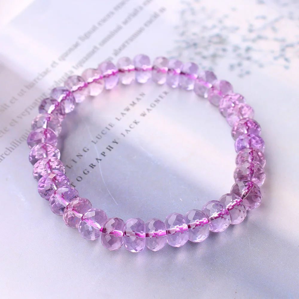 

Natural Purple Amethyst Quartz Faceted Beads Bracelet 7mm 8mm 9mm Women Men Stretch Bracelet Lavender Amethyst Stone AAAAA