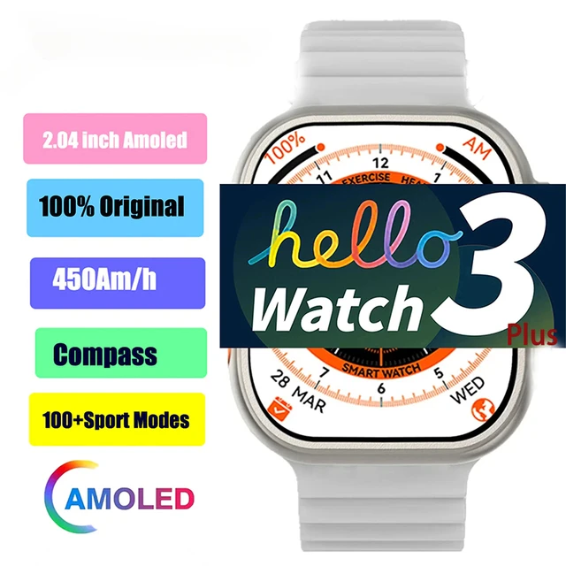 Hello Watch 3 Plus Smart Watch With 4GB ROM Amoled 49mm Compass Bluetooth  Local Music Heart Rate Smartwatch for Men Women 2023 - AliExpress