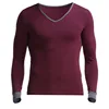 Mens Basic Underwear Long Johns Men Comfortable Cotton Slim Long Sleeve Top Large V-Neck Bottoming Shirt Solid Color Men T-Shirt 3