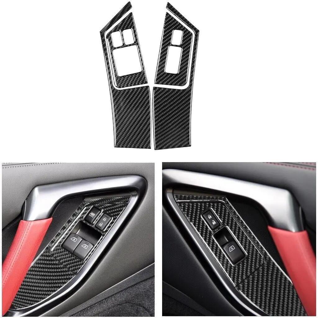 

4Pcs Carbon Fiber Car Door Window Switch Panel Cover Trim Fit For Nissan R35 GTR