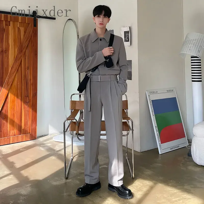 남성용 캐주얼 라펠 재킷 세트, 한국 우아한 하이 퀄리티 세트, 루즈 캐주얼, ..