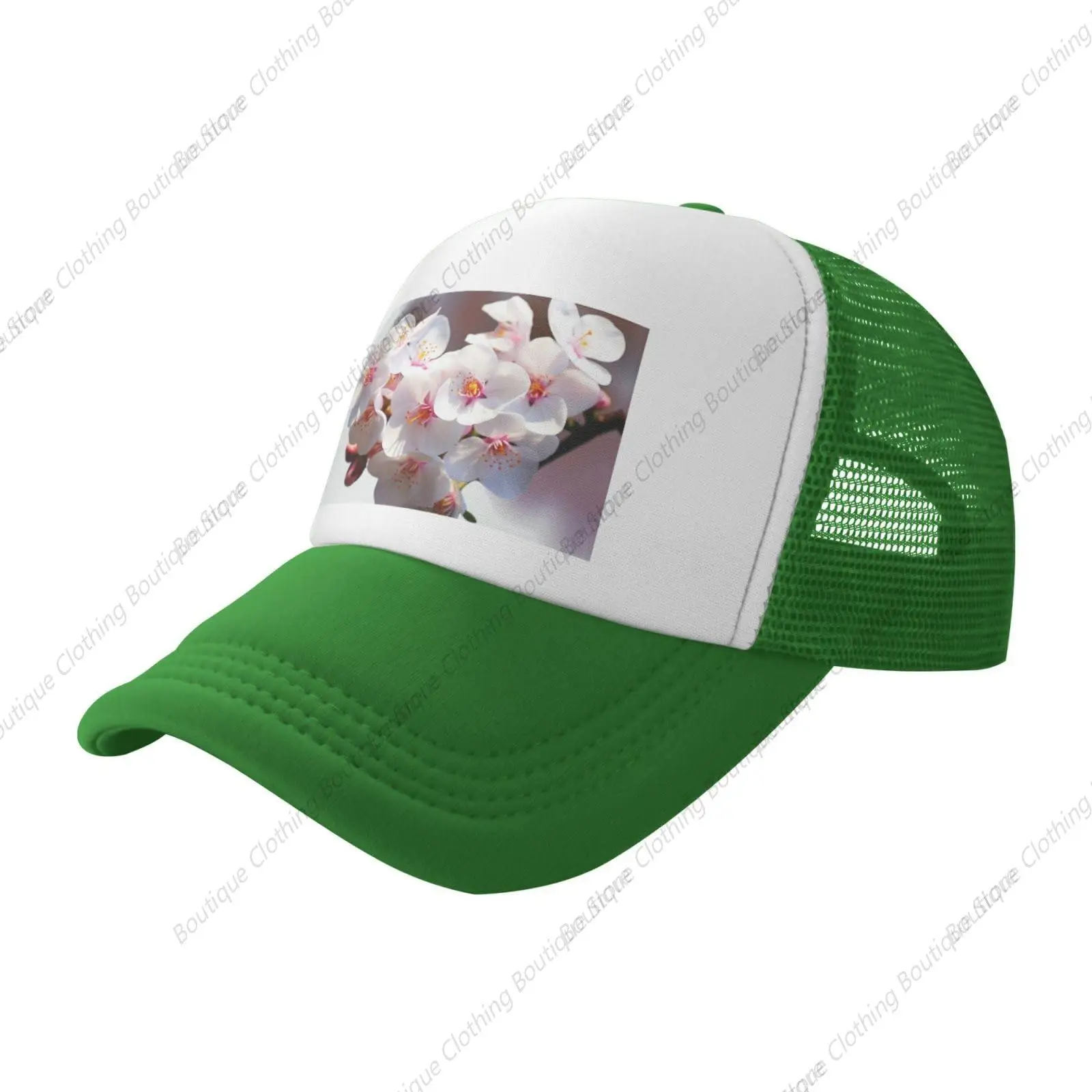 Trucker Hats Cherry Blossoms Printing Mesh Baseball Cap Trucker Hats Women with Adjustable Snapback Strap