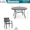 Large Wrought Iron Dining Table with Umbrella Hole & Stackable Metal Chairs, Dining Furniture, Garden Sofas 6