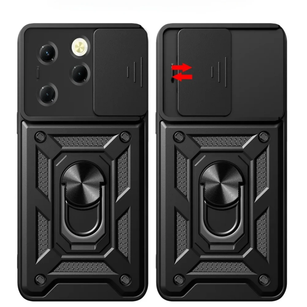 Armor Capa Per Infinix Hot 40I Smart 8 Case Slide Lens Protection Ring Stand Cover Per Infinix Smart 8 Hot 40I Funda