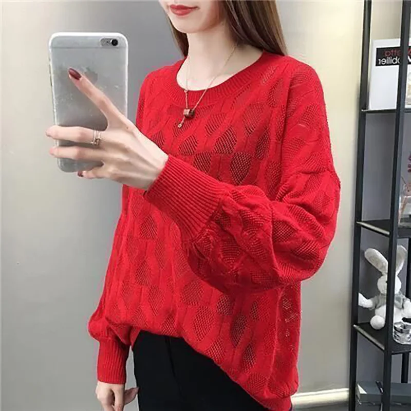 Модные свитера с рукавами-фонариками и открытой резьбой, женская одежда, осень 2022, новые повседневные пуловеры, универсальные топы для поездок на работу