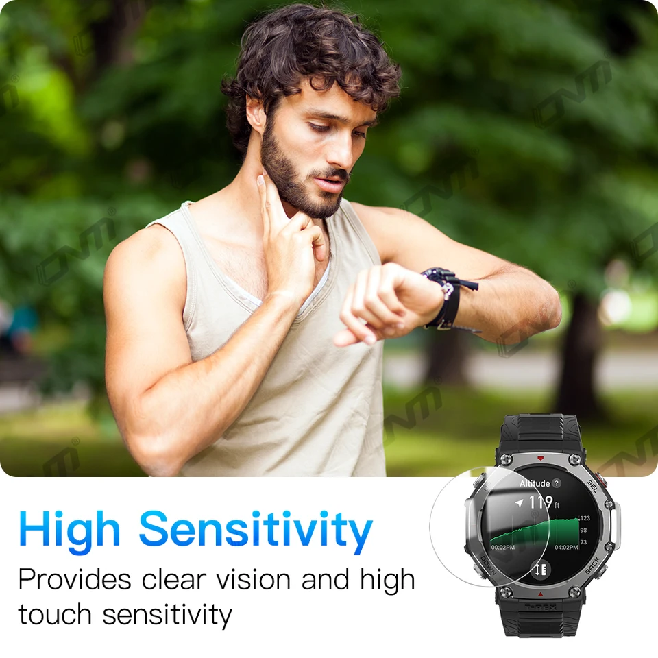 Brotect AirGlass Pellicola Protettiva In Vetro Ibrido Per Huami Amazfit T-Rex 2 (3 Pezzi) - Durezza 9H, Anti-Impronta