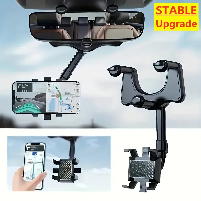 차량용 휴대폰 거치대, 백미러 마운트, 자동차 브래킷, 내비게이션 GPS 스탠드, 접이식 조절, 휴대폰 지지대, 360 