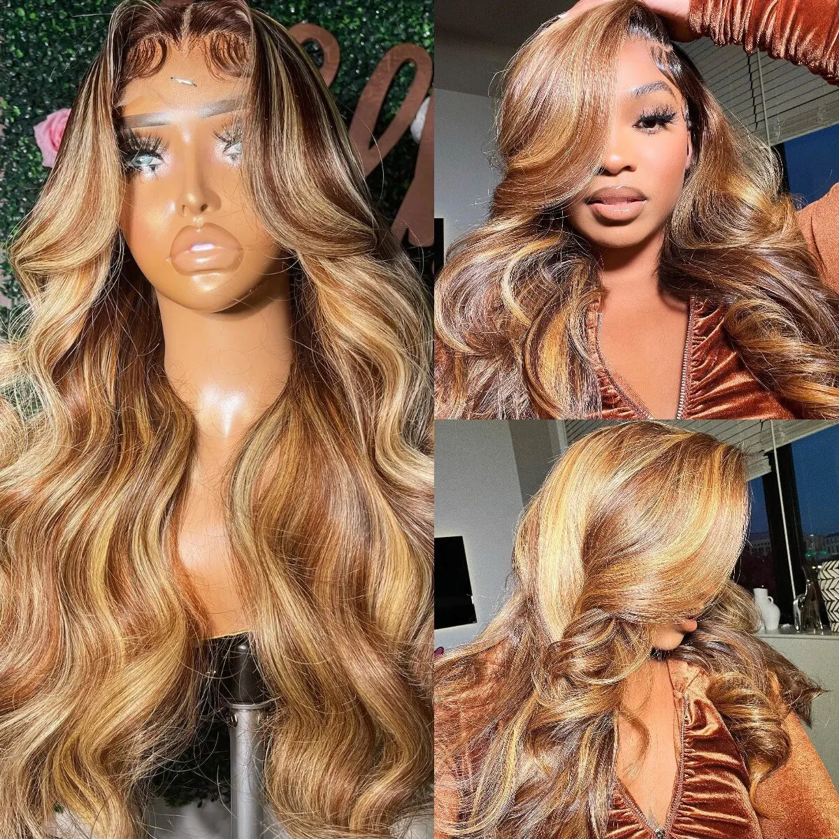 40 Inch 250% 13x6 Highlight Hd Lace Frontal Wig Human Hair Body Wave Colored Honey Blonde Lace Front Human Hair Wigs For Women 4