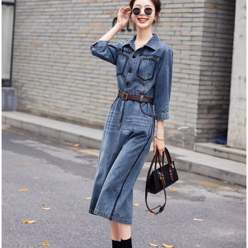 

Denim Dress Casual Women Underdress Sense of High Quality in The Spring of 2023 New Skirts Waist Shirt Petticoat One-piece Dress