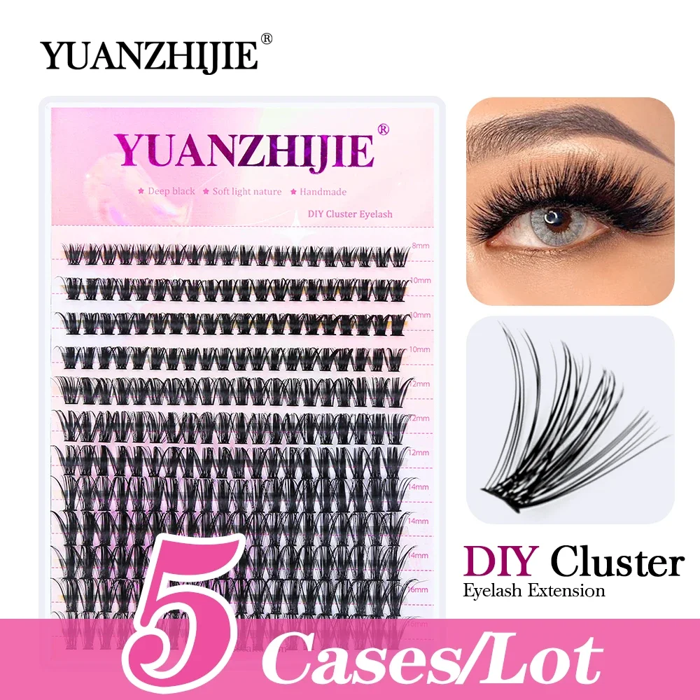 

YUANZHIJIE Fairy Handmade False Eyelashes Segmented Mink Individual 5cases/lot Naturally C D Curl Heat Bonded Cluster Lashes