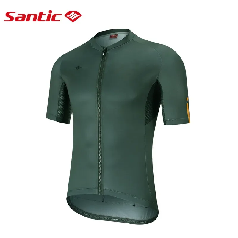 thumbnail image 1 of Santic - Maillot de ciclismo para hombre, manga corta, para bicicleta de carretera, transpirable, antideslizante, de secado rápido, con bolsillos reflectantes WM0C02156, 1 of 5