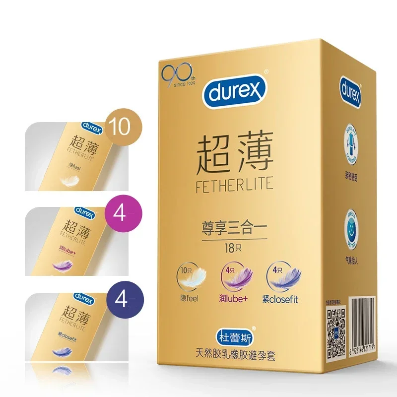 3in 1 Durex 18/16 Pcs Condoms Ultra-Slim Lubricated AIR Air Ribbed Ejaculation Long Lasting Condoms  Lubricanted Natural Latex