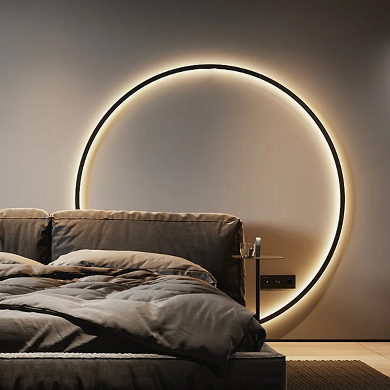 Simple round background decorative lamp new modern led wall lamp living room bedroom bedside corridor night lamp