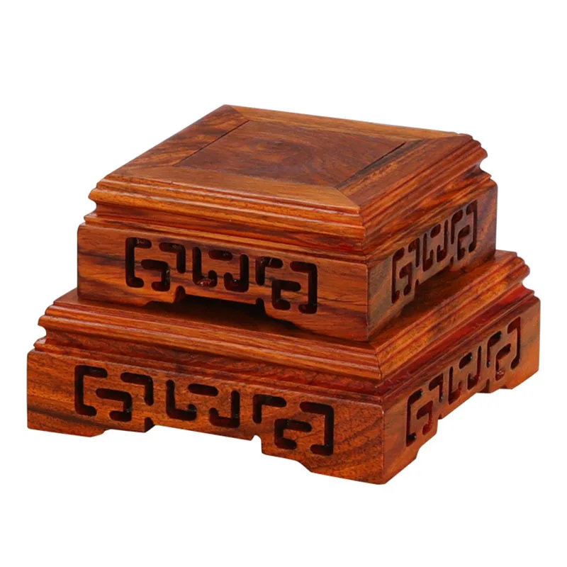 Pear wood Buddha statue, stone ornament base, rectangular solid wood teapot, vase, bonsai, fish tank, square base bracket