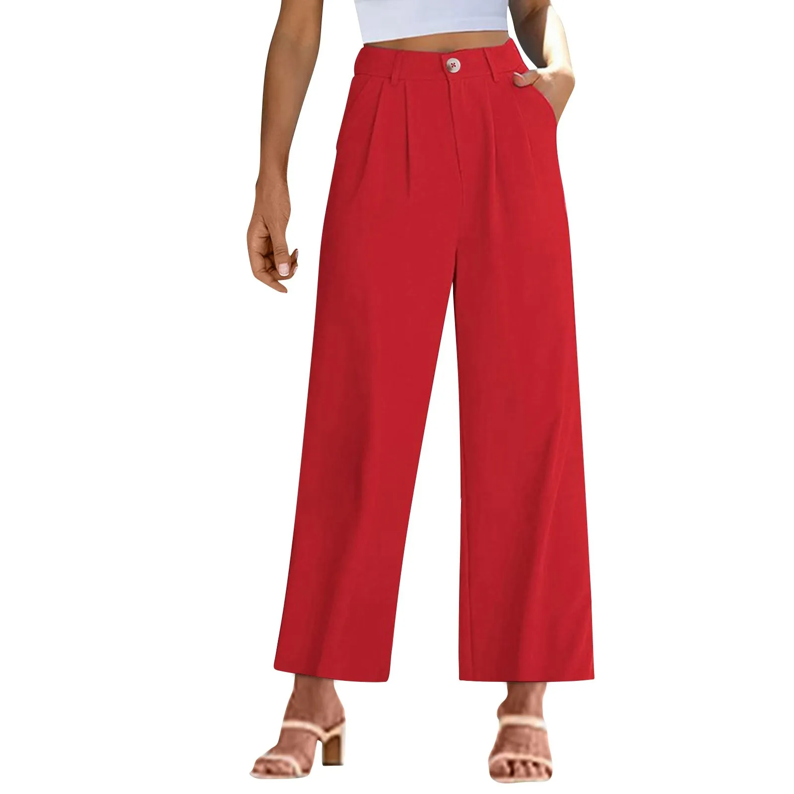 

Women'S Wide Leg Pants, Business Casual High Waisted Formal Pants Korean Reviews Many Clothes Traf Official Store женская одежда