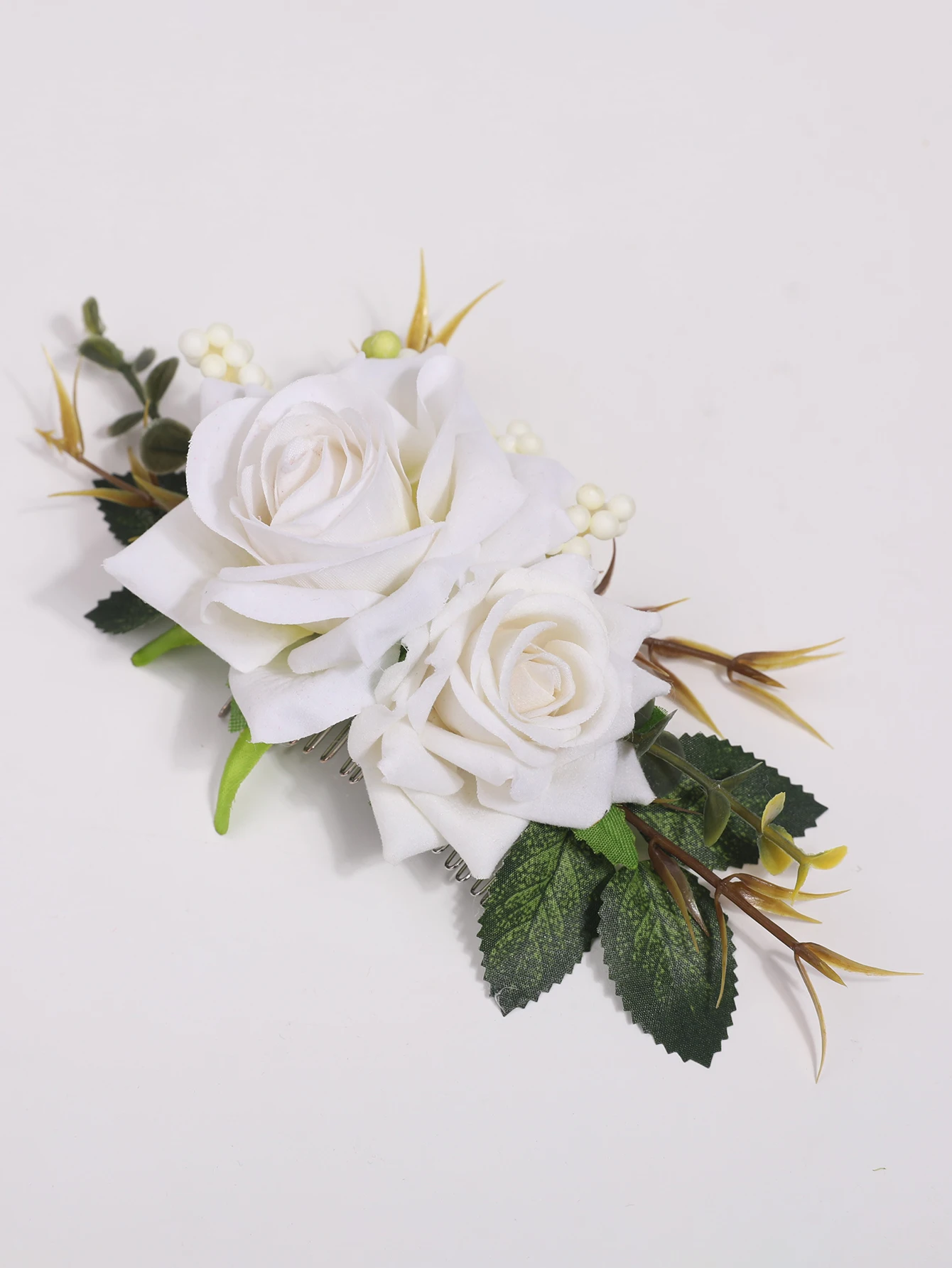 Handgefertigte Große Blumen-Haarspange mit Roter Rose, Chinesischer Stil, Hochzeits-Braut-Haaraccessoire, Edle Kopfbedeckung für Bräute – Detail 14