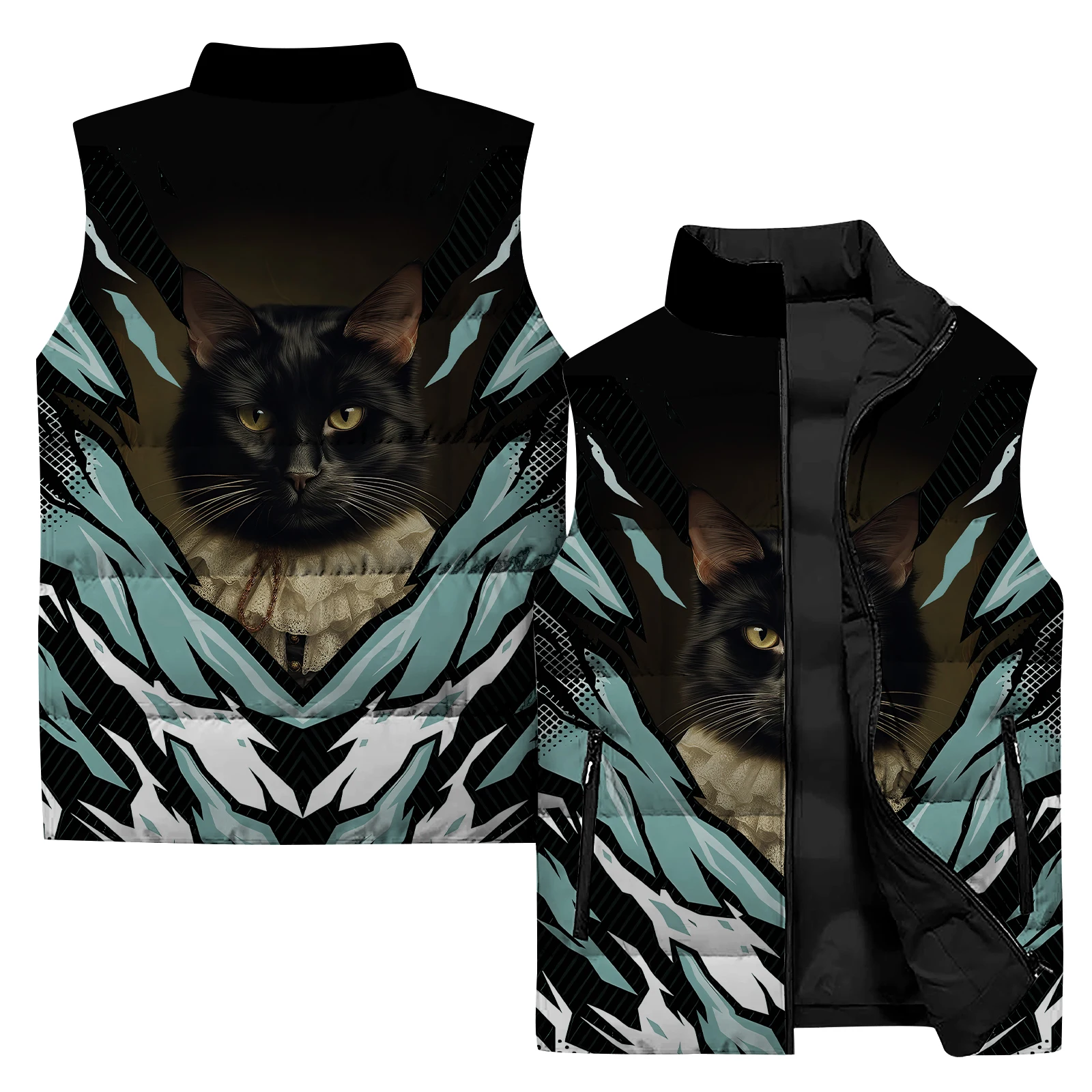 Chaqueta sin mangas con estampado 3D para hombre, chaqueta cálida para deportes al aire libre, ciclismo, chaqueta informal de moda para hombre