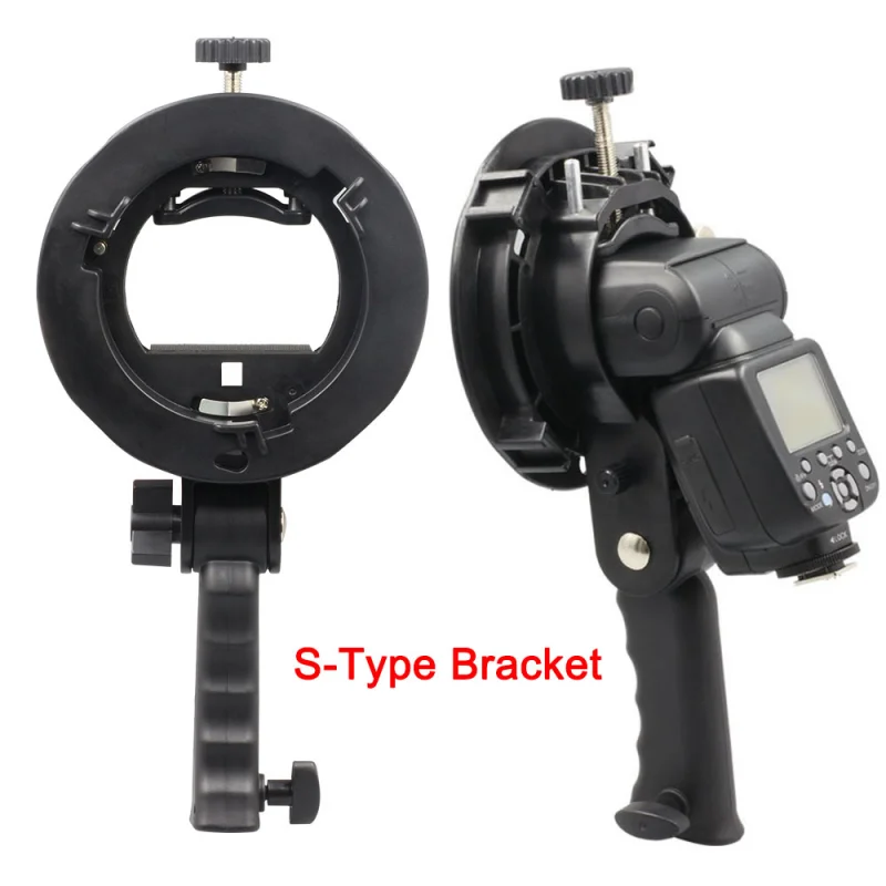 Bowens Mount Bracket Holder S-Type Bracket Handheld Grip for Speedlite Flash Snoot Softbox Beauty Dish Honeycomb